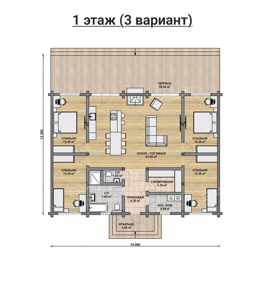Дом из профилированного бруса VZ-430 